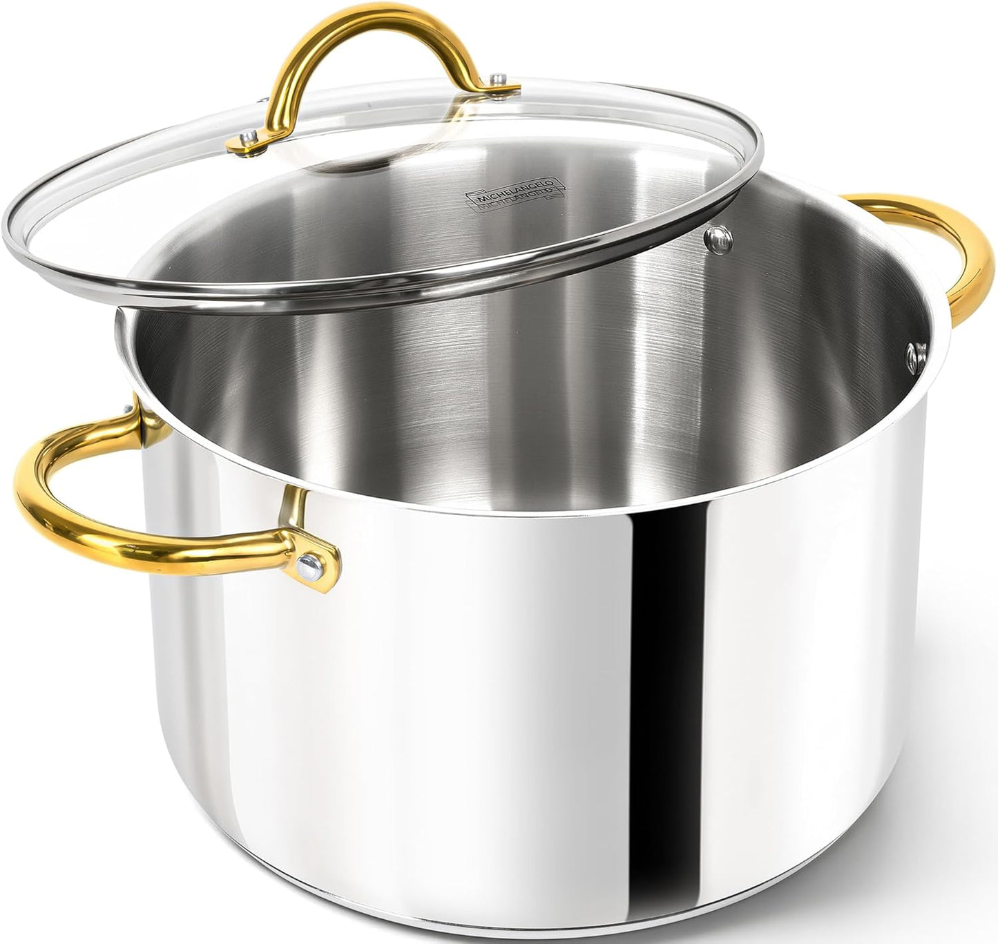 MICHELANGELO Stainless Steel Pots - Large Soup Pot with Lid, 10 Quart Stock Pot with Lid, Cooking Pots Induction Compatible, Oven & Dishwasher Safe