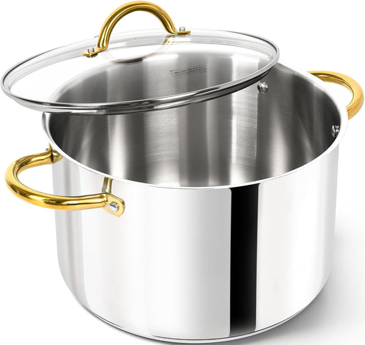 MICHELANGELO Stainless Steel Pots - Large Soup Pot with Lid, 10 Quart Stock Pot with Lid, Cooking Pots Induction Compatible, Oven & Dishwasher Safe