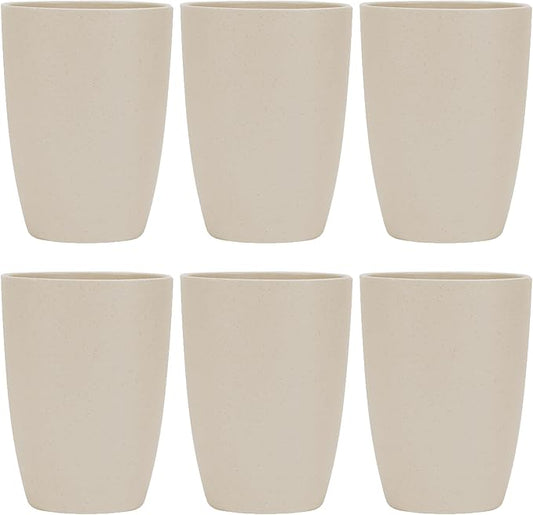 LuckyZone Wheat Straw Reusable Cup (12 oz) - Unbreakable Drinking Glasses Sets of 6 - Dishwasher Safe Tumbler - Lightweight, BPA Free and Eco friendly (6Pcs/Beige)
