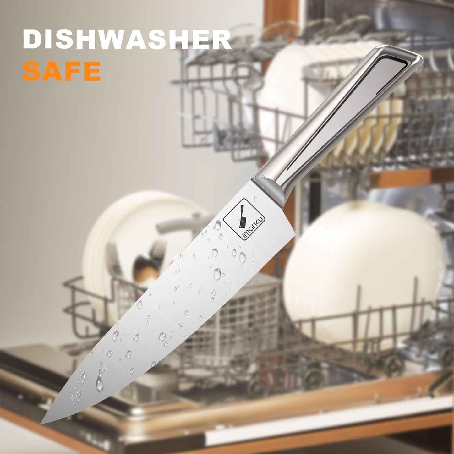 Knife Sets for Kitchen with Block imarku G14 Japanese Knife Set Stainless Steel Kitchen 14pcs, Built-in Sharpener, Sharp Knives with Non-slip Ergonomic Handle - Dishwasher Safe, Home Essential Gifts