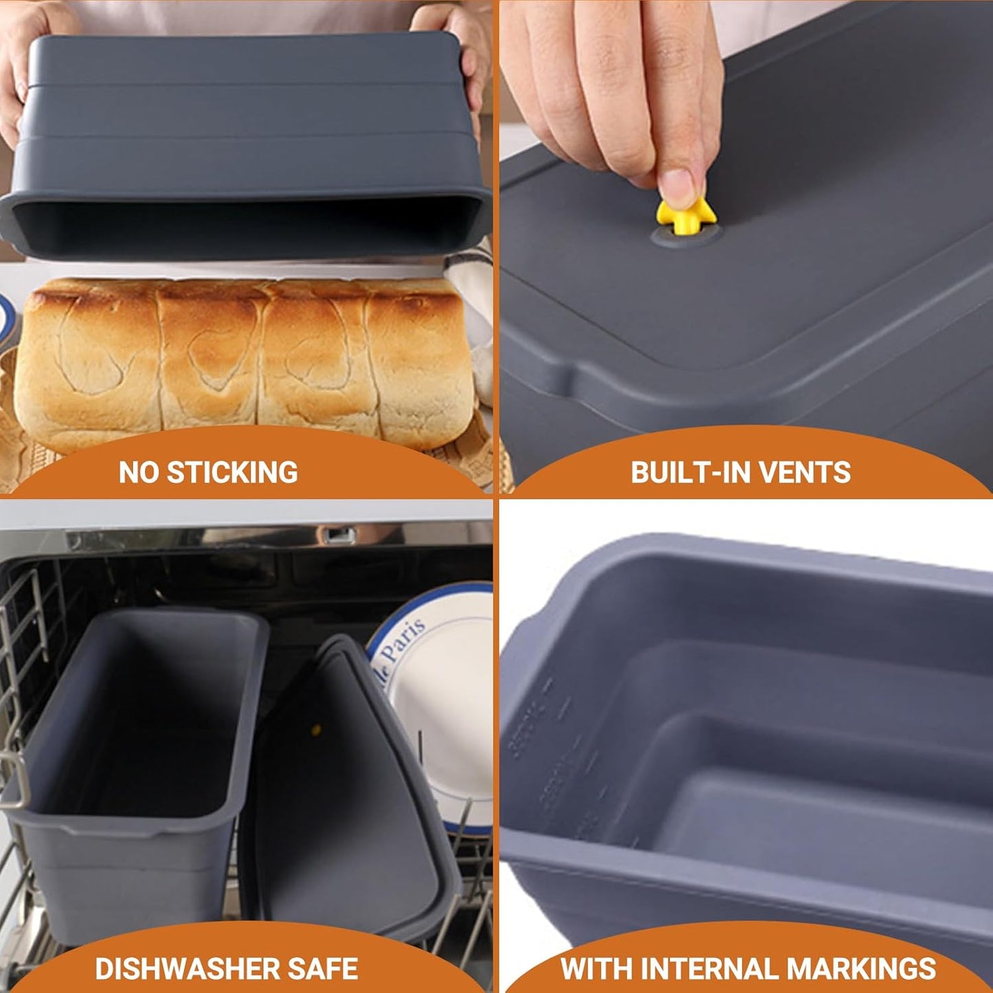 Bread Loaf Pan, New Upgrade Silicone Non-Stick Bakeware, Larger and Thicker, Foldable Bread Toast Box Mold with Lid, Baking Pans for Cakes, Brownies