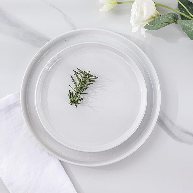 AmorArc Dinnerware Sets for 4, 12 Pieces Ceramic Plates and Bowls Set, Handcrafted Stoneware Plates Sets, Dishwasher & Microwave Safe Dishes