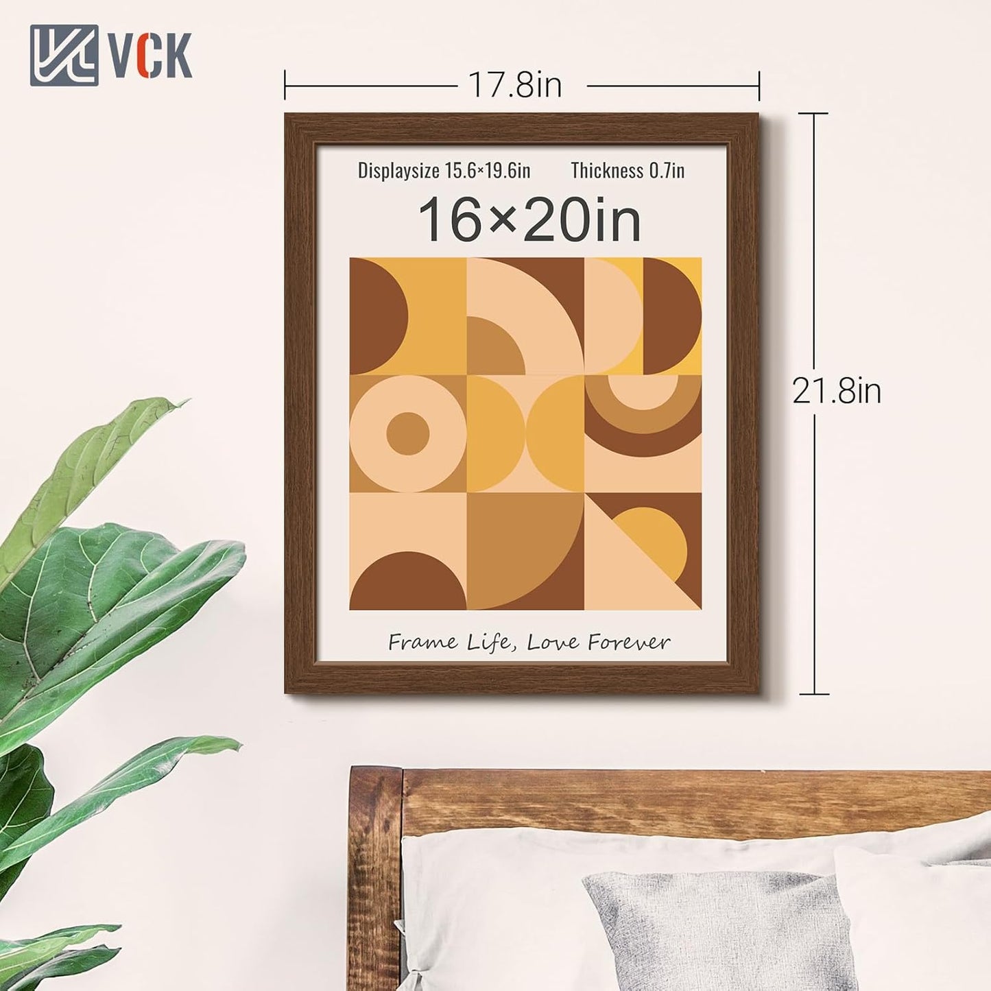 VCK 16x20 Picture Frames for Wall 5 Pack, Brown Wood Poster Frame, Exclusive Wood Grain, Wall Hanging