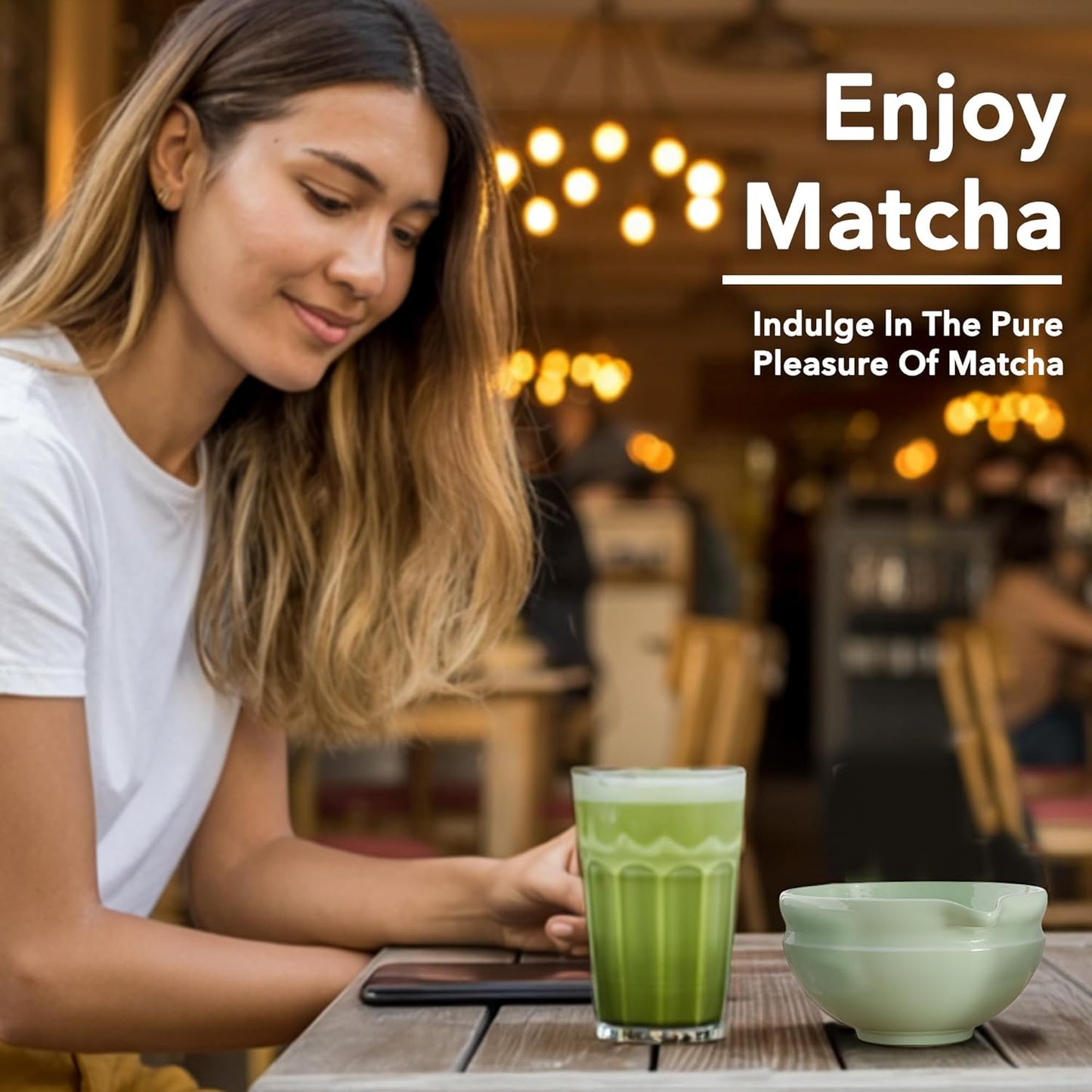 7 Pcs Matcha Whisk Set, Perfect Matcha Kit for Matcha Lovers Includes Ceramic Bowl, Bamboo Whisk, Holder, Scoop, Sifter & Cloth