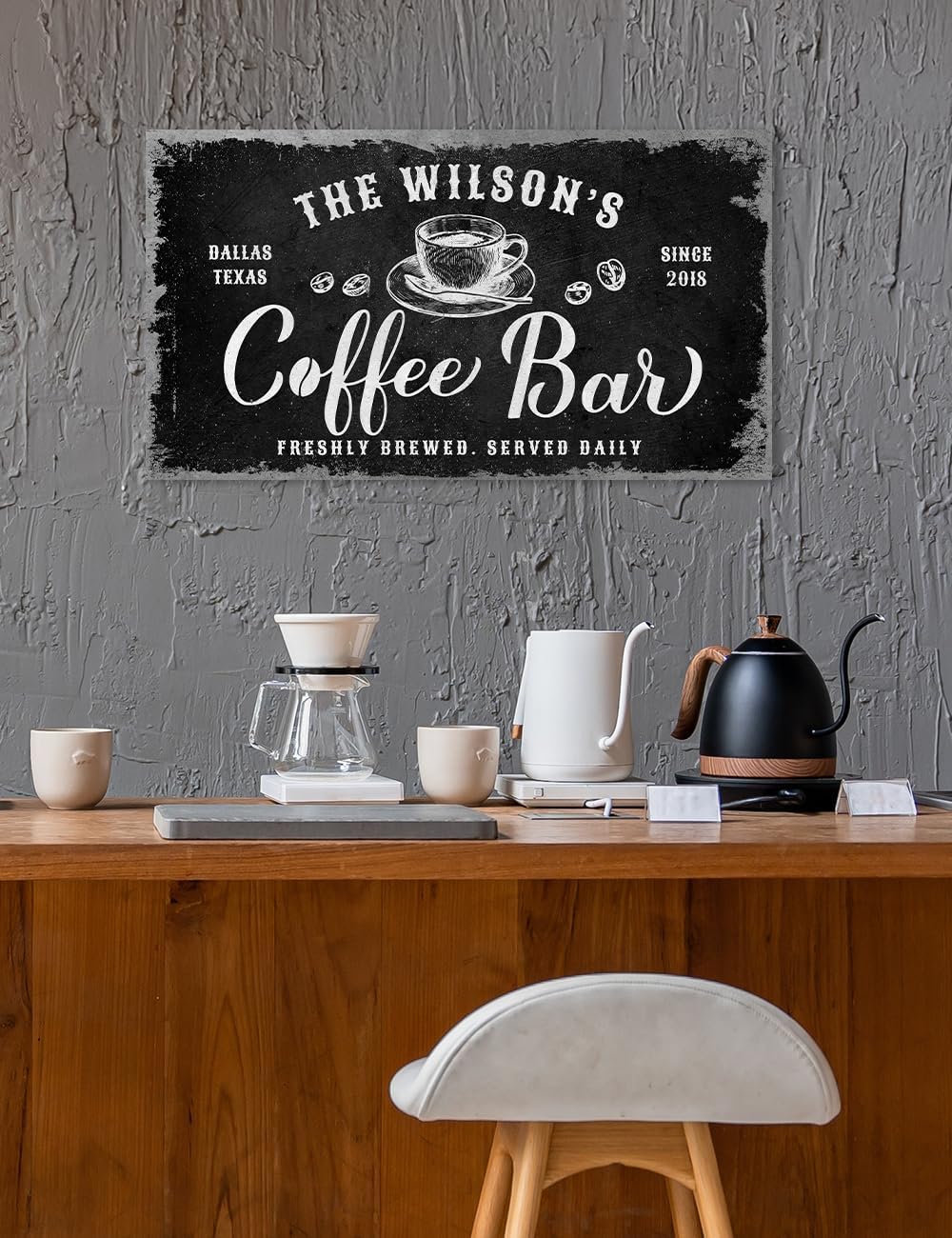 IPIC - Tailored Canvas Custom Coffee Bar Sign, Personalized Wall Art Decor, Large Canvas Wall Art Signage for Home, Kitchen, Coffee Station, Business and Office
