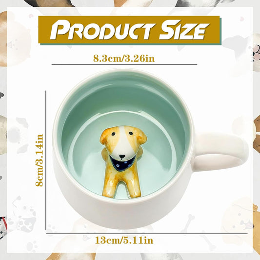 Cute Dog in Mug, Graduation Valentines Mothers Fathers Day Easter Christmas Gifts for Women Mum Her Wife Grandma Girl Boy Kid Teacher Friend,Birthday Present, 3D Animal Tea Cup Coffee Mugs