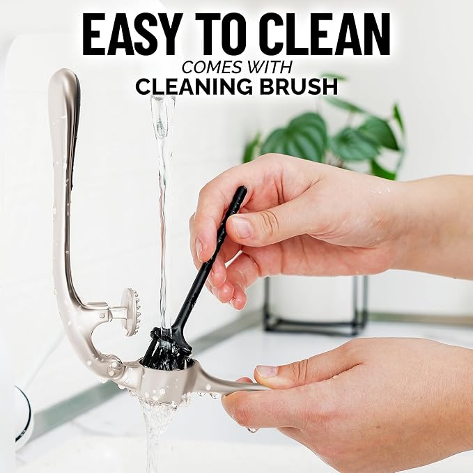 Zulay Kitchen Premium Garlic Press Set - Rust Proof & Dishwasher Safe Professional Garlic Mincer Tool - Easy-Squeeze, Easy-Clean with Soft, Ergonomic Handle - Silicone Garlic Peeler & Brush (Silver)