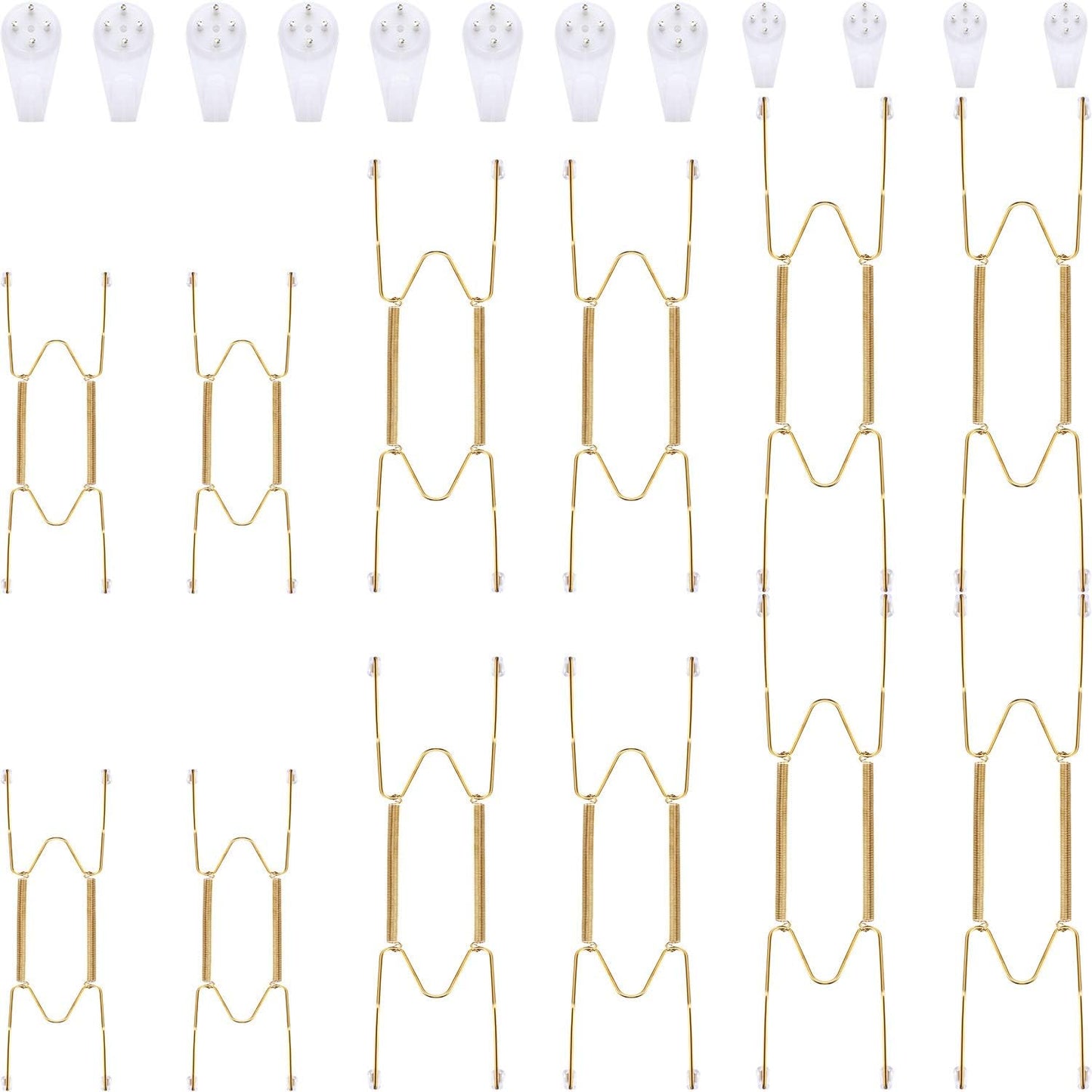 Hotop 12 Pieces Plate Hangers for Wall 8/12/14 Inch Stainless Steel Wire Invisible Plate Hangers Heavy Duty Display Holders with 12 Pieces Hooks for Wall Decorative(Gold)