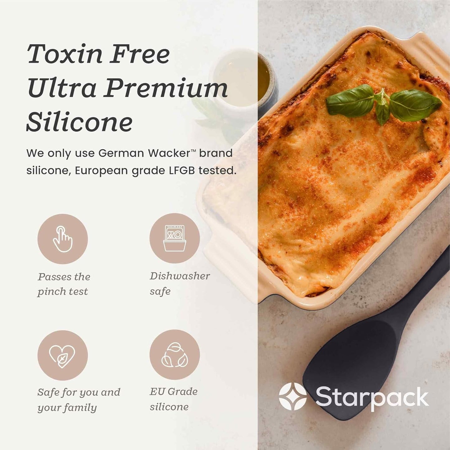 Starpack 'The All Rounder' Premium Silicone Spoonula - Heat Resistant to 600F - Silicone Spoonula Spatula - Kitchen Spoon Spatula (Stormy Grey)