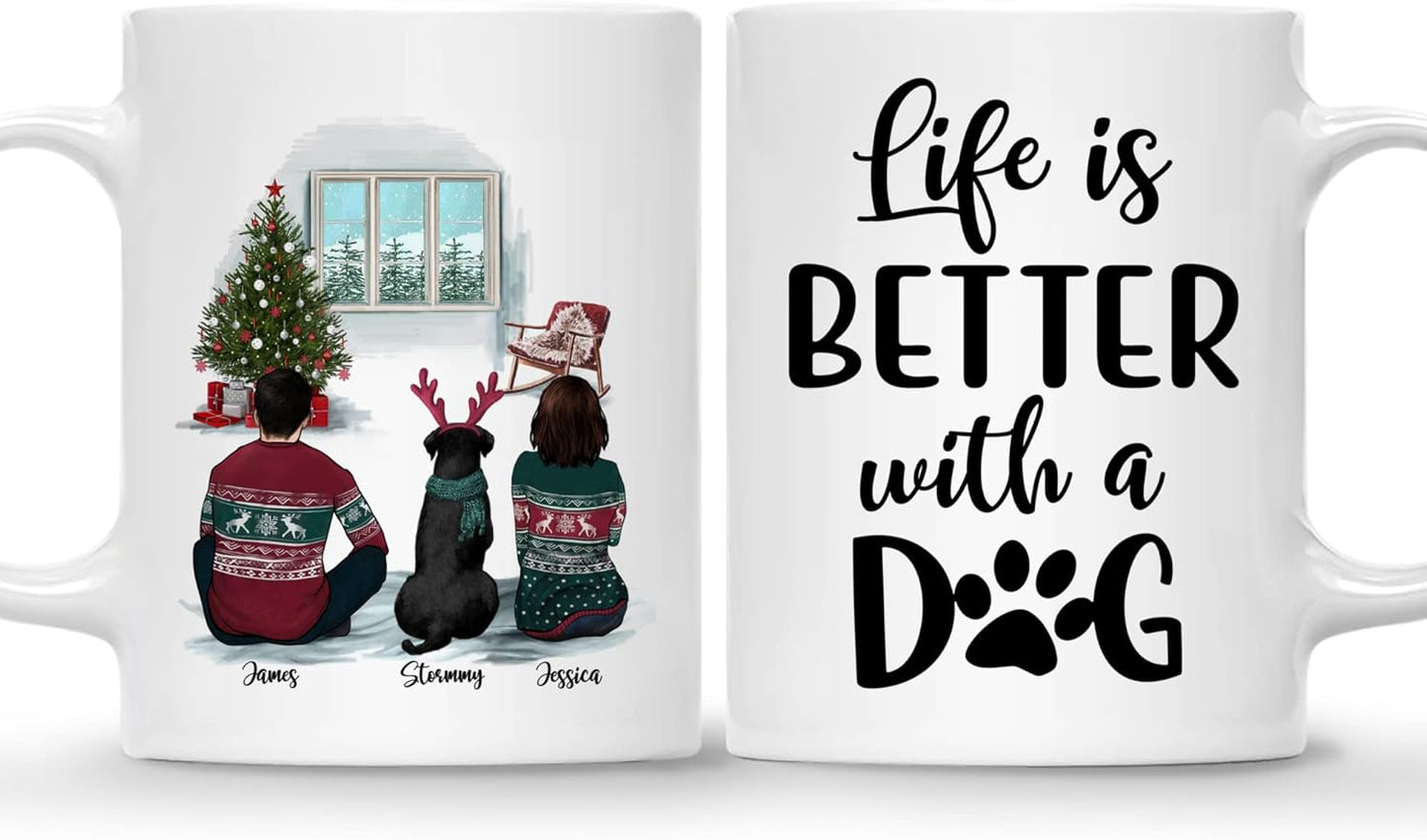 Gossby Personalized Dog Mug - Life is Better with a (Couple Dog) Customizable for Parents Christmas Vibe Mom, Dad Gift Names, Breeds (GBMUG146VAR315)