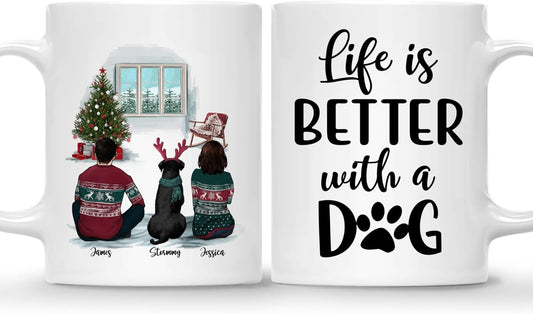 Gossby Personalized Dog Mug - Life is Better with a (Couple Dog) Customizable for Parents Christmas Vibe Mom, Dad Gift Names, Breeds (GBMUG146VAR315)
