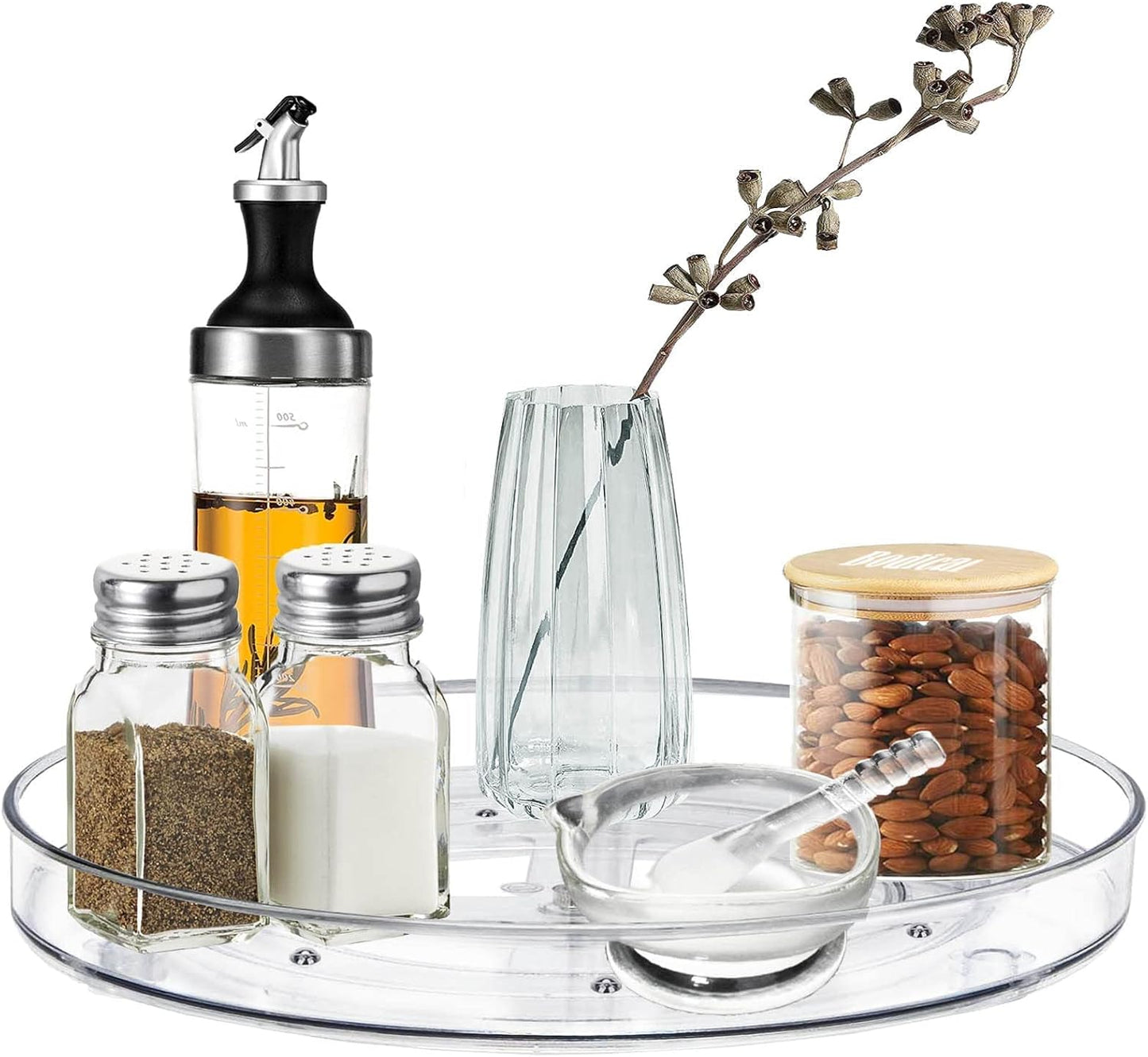 2 Pack Lazy Susan Organizer, 10.6" Clear Lazy Susan Turntable for Kitchen Cabinet,Turntable Organizer for Countertop, Pantry Organization and Storage
