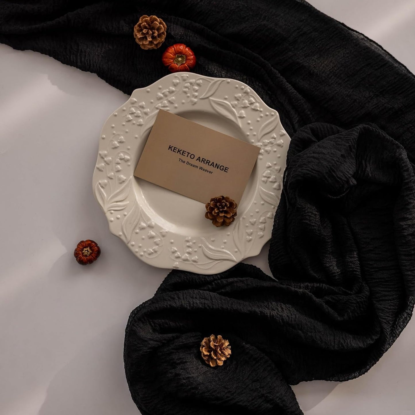 Black Halloween Table Runner Cheesecloth Gauze Rustic Premium Cotton Cheese Cloth Table Decor 120 Inch 10 FT for Wedding Bridal Baby Shower Long Sheer Boho Home Decorations