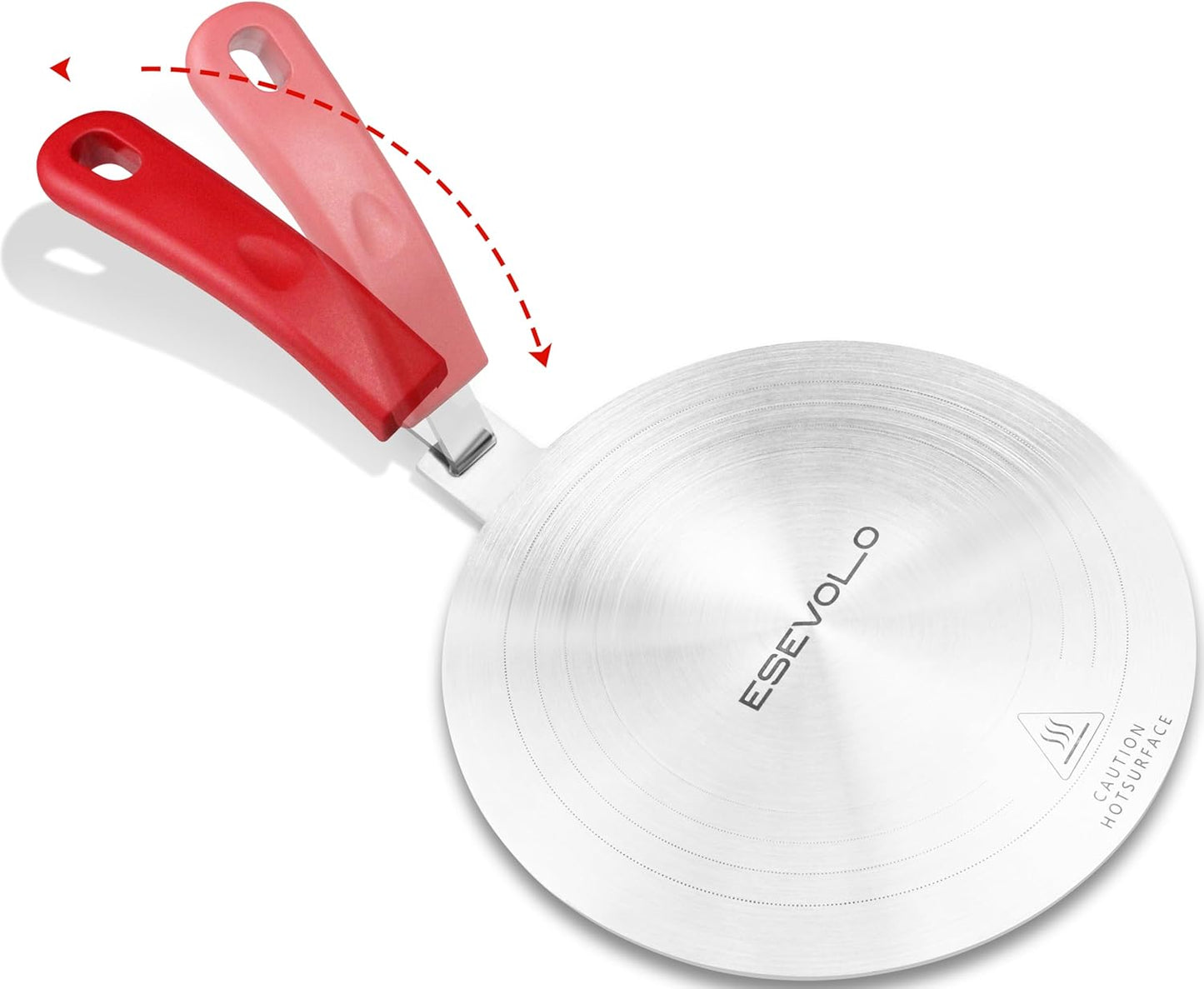 7.9 inch Heat Diffuser for Gas Stove, Stainless Steel Induction Adapter Plate, Converter Disk for Induction Cooking Plate with Detachable Handle, Red