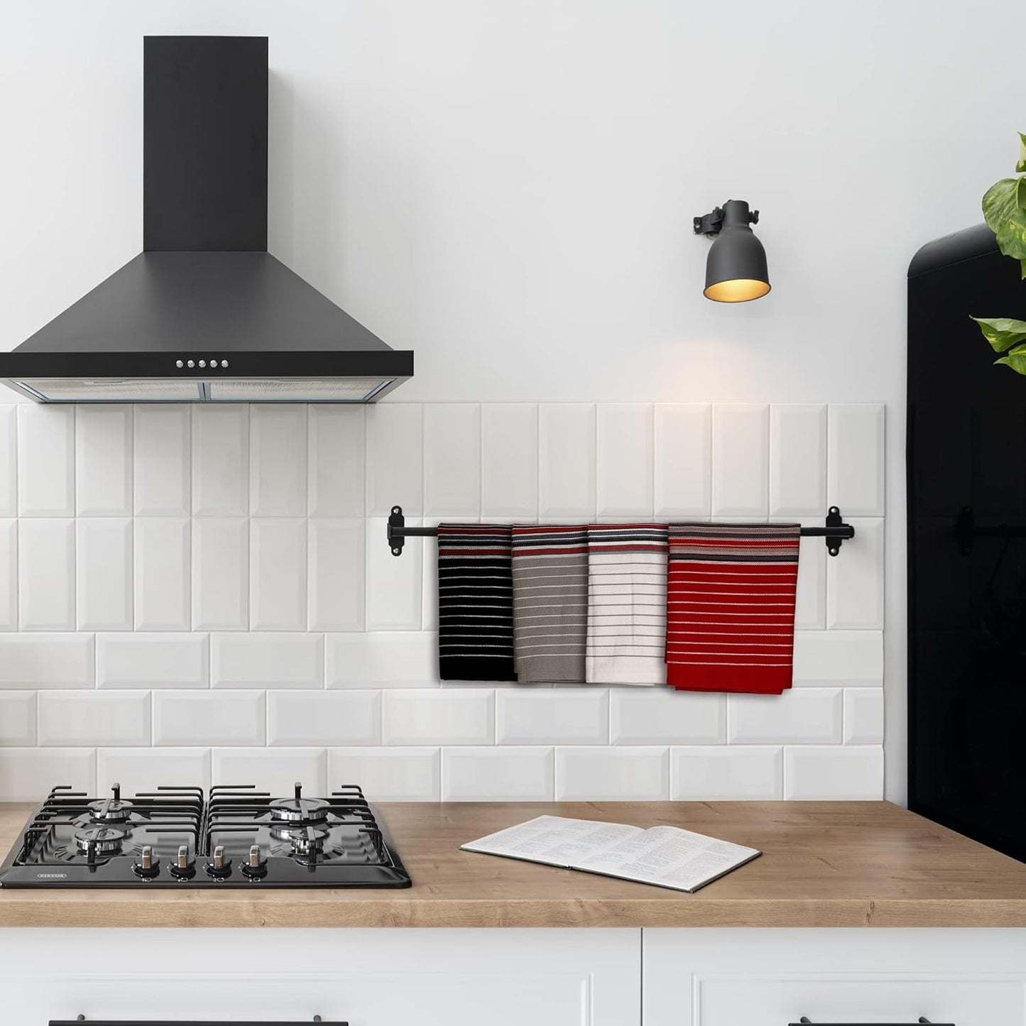 Urban Villa Kitchen Towels (20x30 Inches 12 Pack) Extra Large Premium Salsa Stripes Dish Towels for Kitchen Dish Cloths Highly Absorbent 100% Cotton Kitchen Hand Towels with Hanging Loop Tea Towels