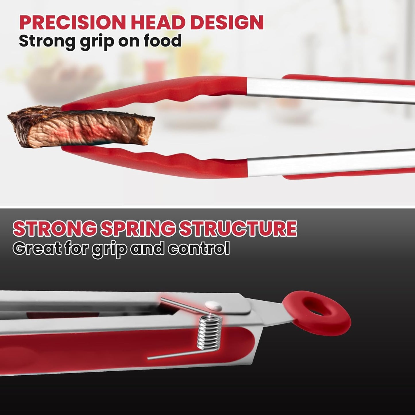 3 Pack Silicone Tongs for Cooking,Maywe Tanso 9 Inch Cooking Kitchen Tongs with Silicone Tips,Nonstick Stainless Steel Tongs for Steak Pie Pizza Pasta Spaghetti Salad BBQ Buffet