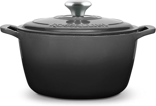 Signature Enameled Cast Iron Dutch Oven, Non-Stick Serving Pot with Tight Fitting Lid for Perfect Roasting, Baking, Sauteing, and Bread Making | 7.4Q (7L) - Oyster Grey