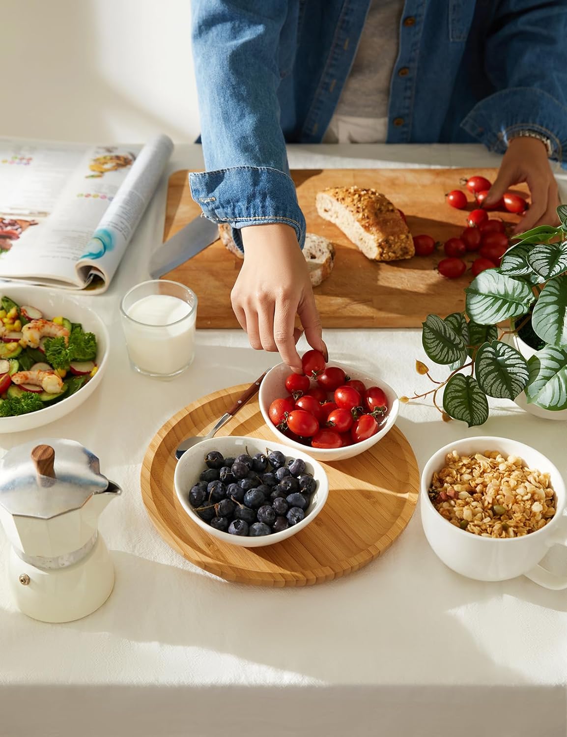 Teocera 5 Inch Porcelain Small Bowls Set, 6 Ounce small serving bowls for Dessert, Ice Cream, Snack, Dipping, Side Dishes, Microwave & Dishwasher Safe- Beige