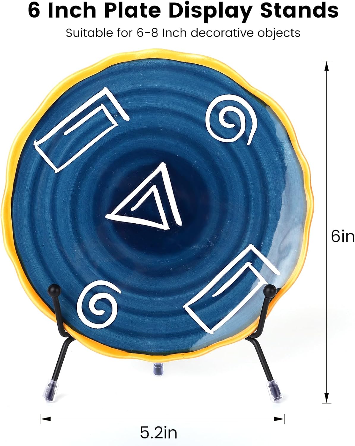 6-Pack Upgraded Anti-Slip Plate Stands for Display, 6 Inch Decorative Iron Plate Holders, Easel, Frame, Book, Card, Plaque, Picture Display Stands