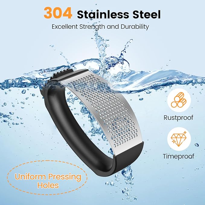 Garlic Press,Stainless Steel Garlic Mincer Crusher,Easy to Use and Clean,Ergonomic Handle,Easy Kitchen Gadget for Effortless Smashing,Kitchen Essentials,Home and Kitchen Utensils Accessories,Cooking