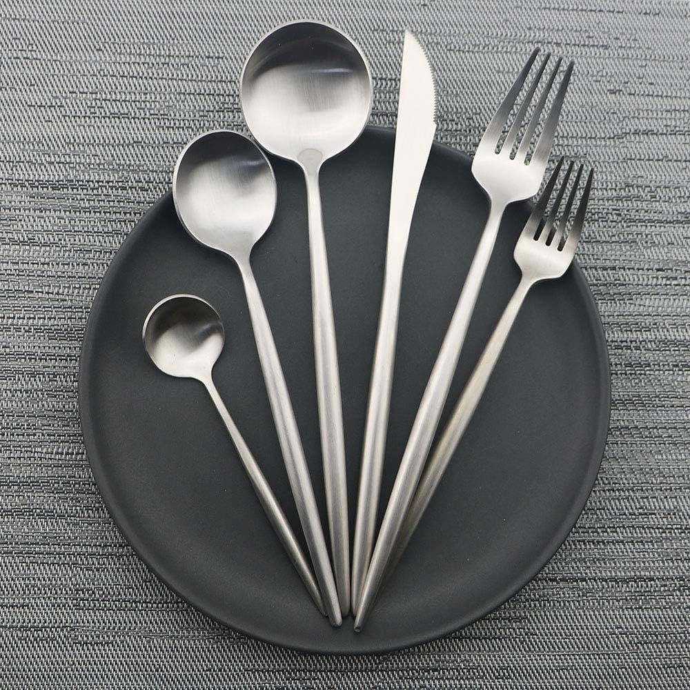 JASHII Luxury Flatware, Silverware Sets, 6-pieces Elegant Cute 18/10 Stainless Steel Silverware Set for Eating Home Kitchen Hotel Restaurant, Service Sets for 1 People, Dishwasher Safe