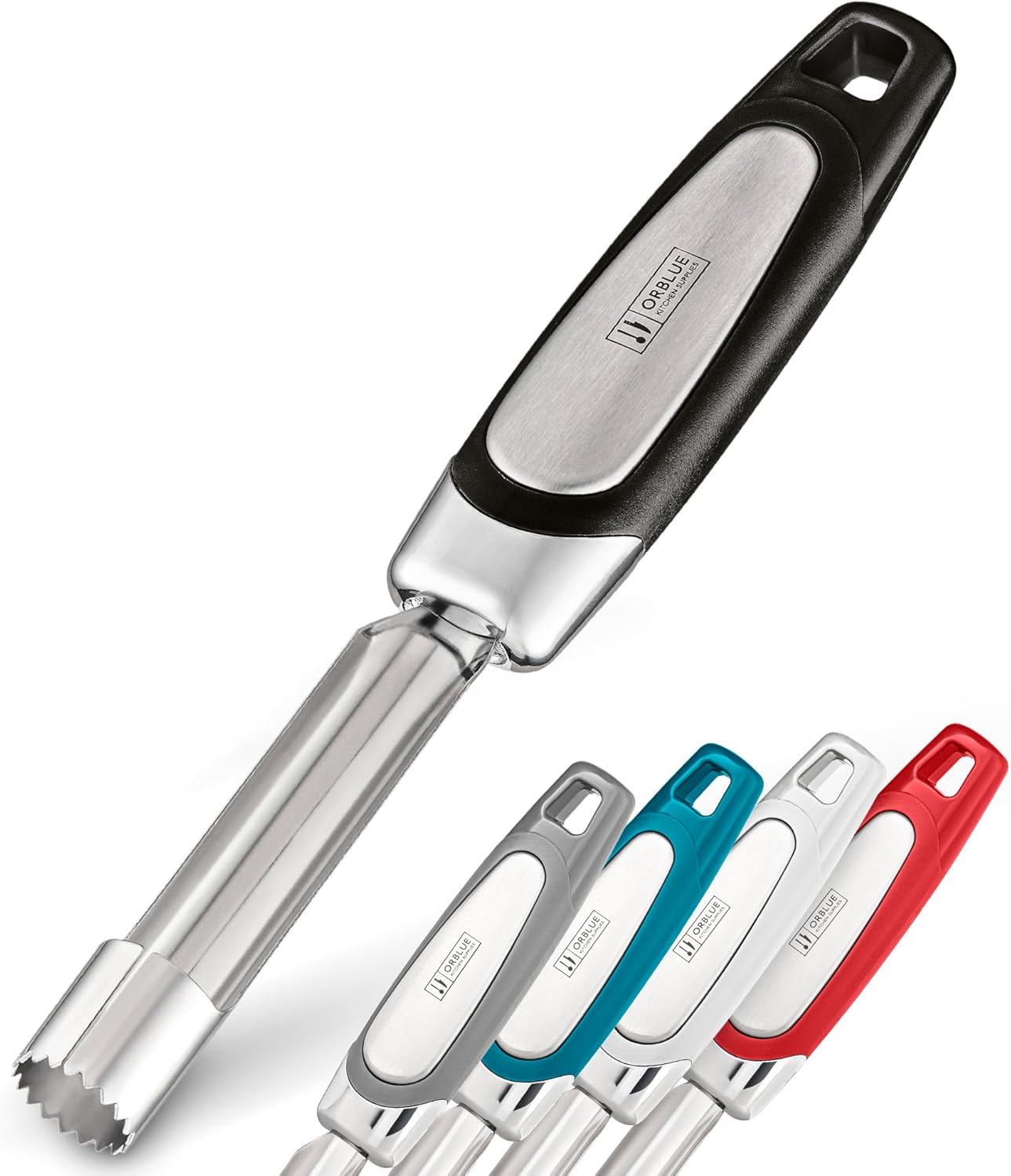 Orblue Premium Apple Corer Tool - Durable Stainless Steel Fruit Core Extractor Tool - Apple Corer Remover, Black