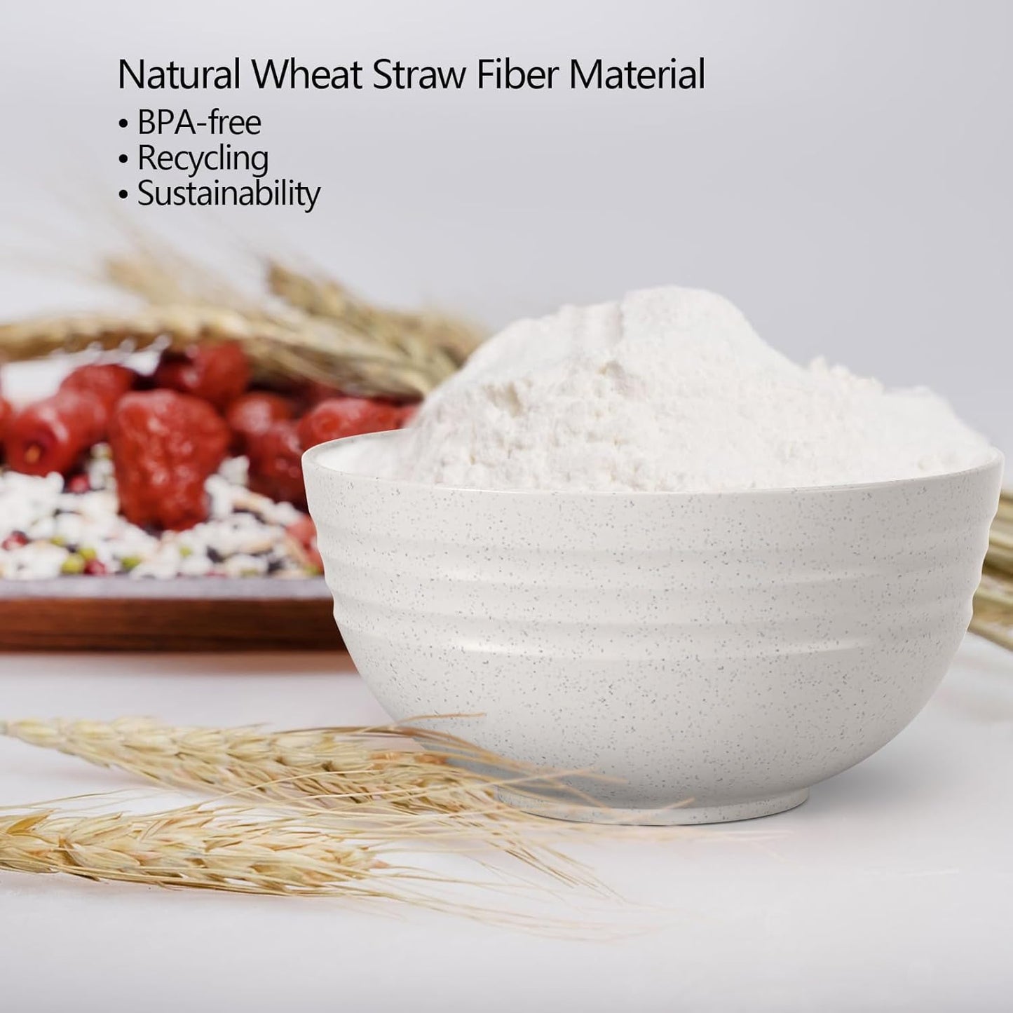Homestockplus 24 Oz Unbreakable Cereal Bowls Set of 8 - Microwave & Dishwasher Safe Wheat Straw Fiber Bowls for Soup, Rice, Salad - Eco-Friendly and Robust 【Non Ceramic】