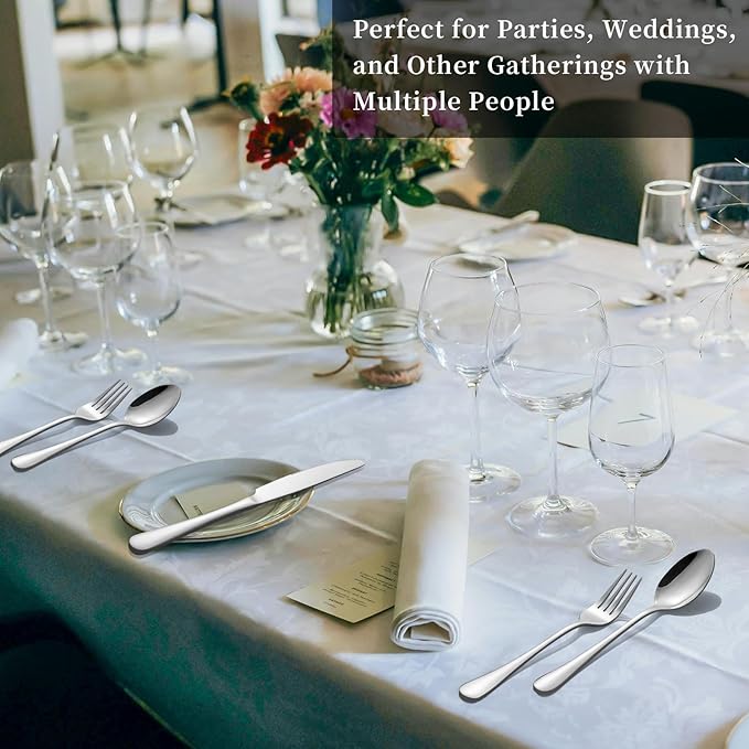 24-Piece Silverware Set for 8 - Stainless Steel Flatware Cutlery Set Service for 8, Mirror Polished Flatware Set Include Forks Spoons Knives for Home, Wedding, Restaurant, Dishwasher Safe