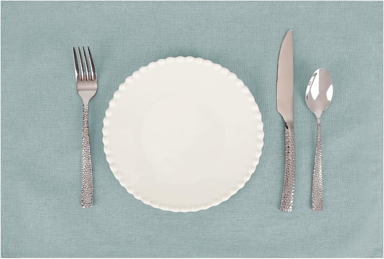 Placemats Set of 6 Linen Type Fabric Cloth Placemats, 19 x 13 Inch Double Layered Thick Wrinkle Free Heat Resistant Table Place, for Dining, Kitchen, Party (Light Gray, 48 * 33cm)