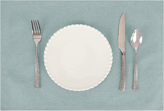 Placemats Set of 6 Linen Type Fabric Cloth Placemats, 19 x 13 Inch Double Layered Thick Wrinkle Free Heat Resistant Table Place, for Dining, Kitchen, Party (Light Gray, 48 * 33cm)