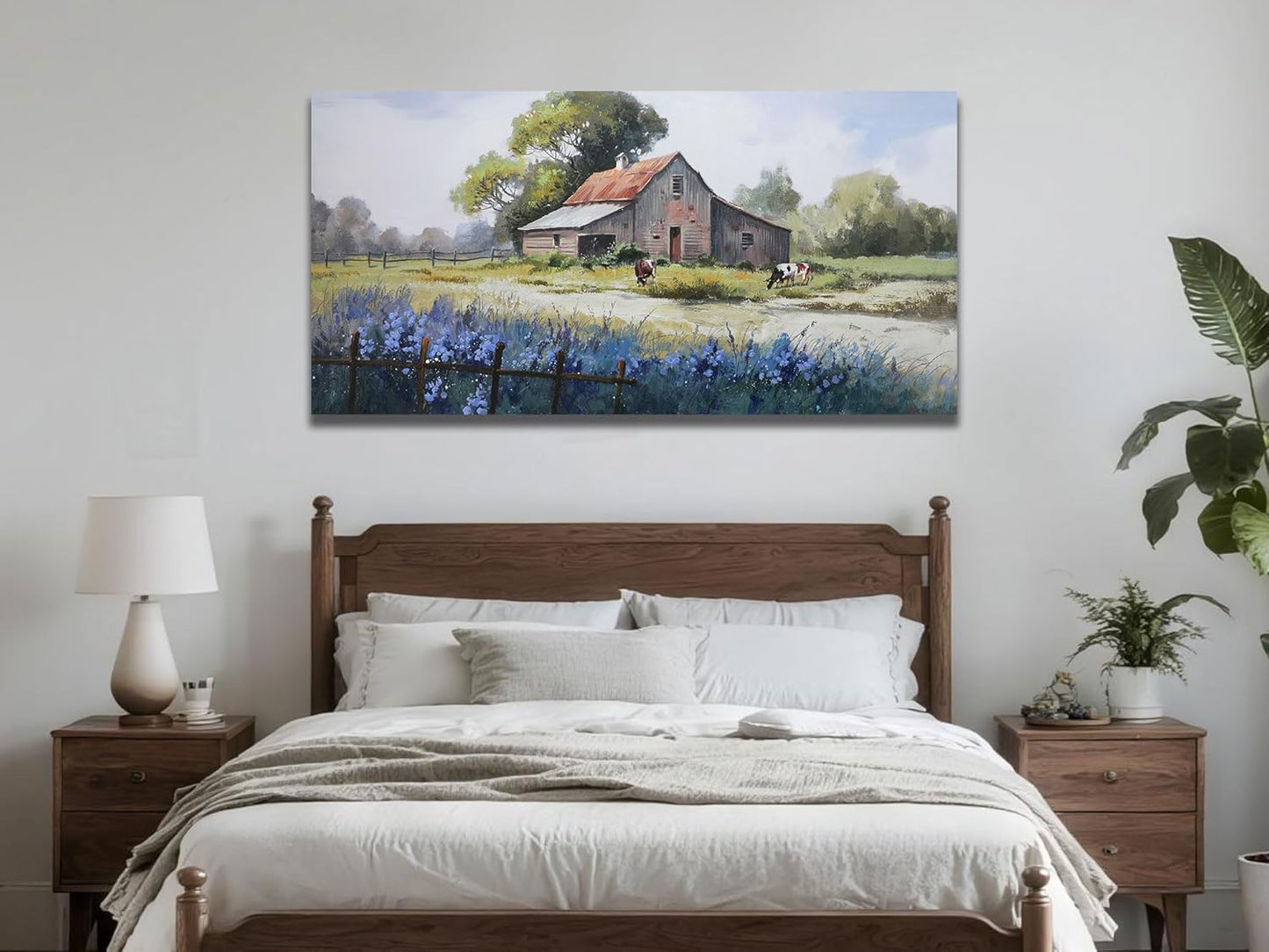 Ardemy Farmhouse Barn Canvas Wall Art for Living Room Extra Large Farm Cow Pictures Paintings Wall Decor Vintage Artwork Bedroom Dining Room Home Office, 58"x29"