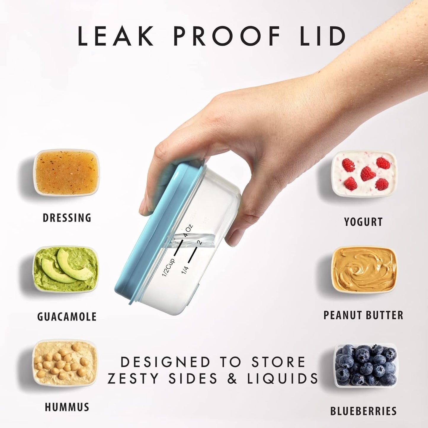 Fit & Fresh Small Plastic Containers With Lids 4 oz, Snack Containers for Adults and Kids, Reusable Leakproof Dressing and Condiment, Multicolor, Light (Pack of 60)