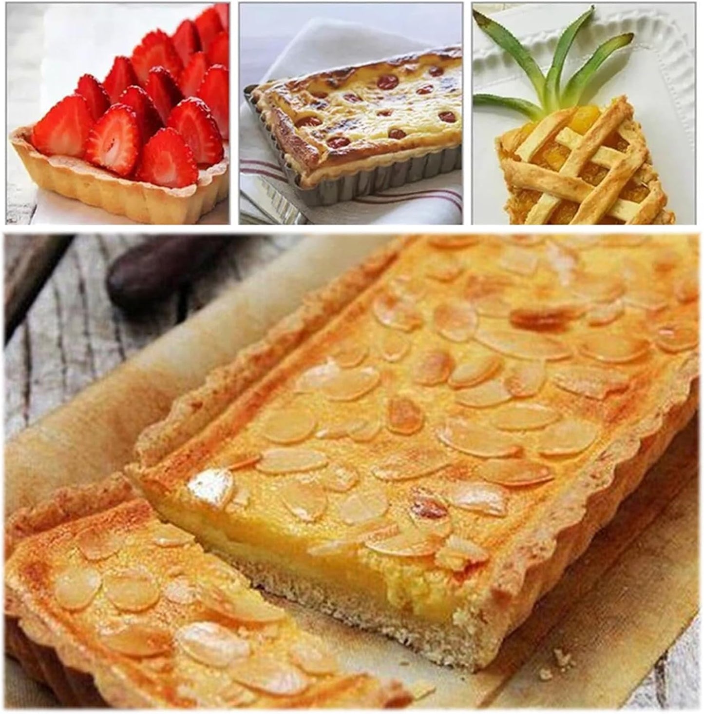 Tosnail 2 Pack 14" x 5.75" Non-Stick Quiche Pan Tart Pan with Removeable Bottom Rectangular Pie Baking Pan