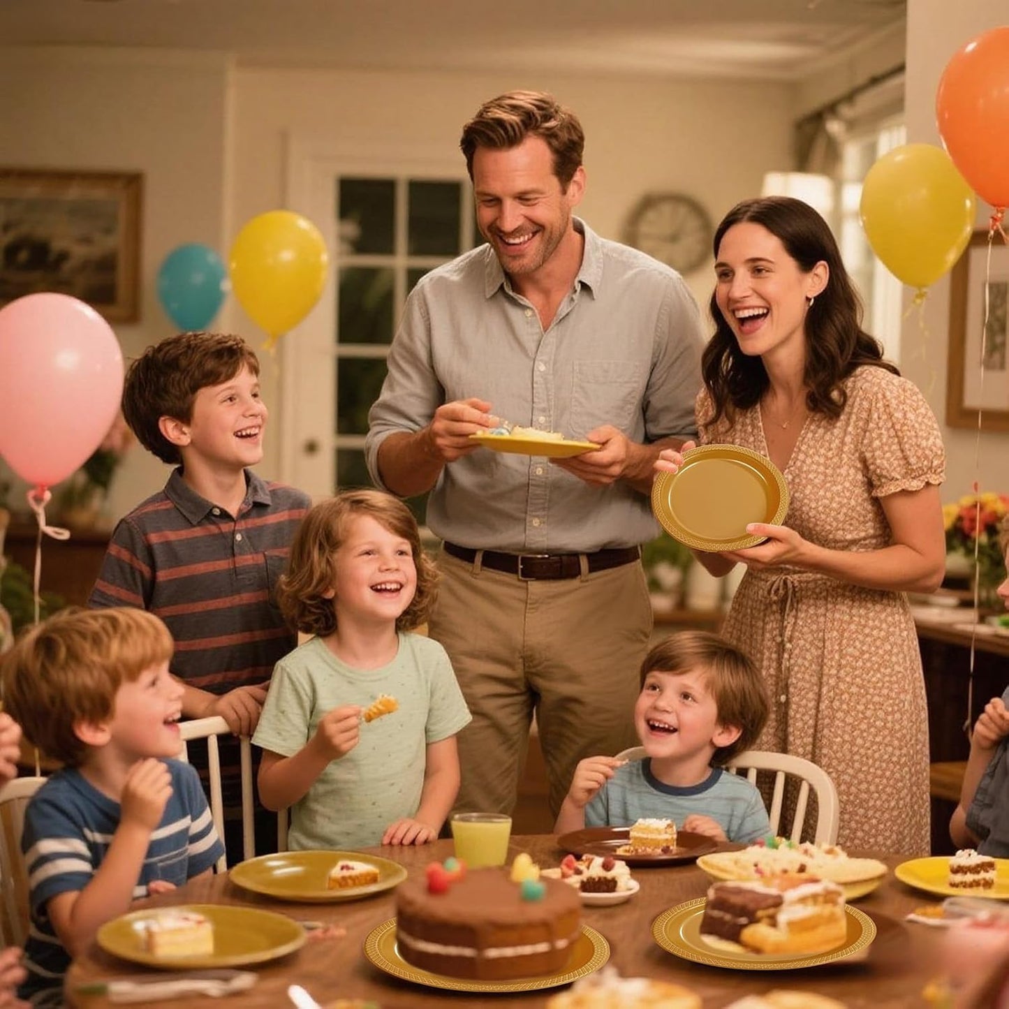 WELLIFE 210Pcs Gold Plastic Plates, Disposable Dinnerware Set,Party Supplies Including Gold plates, 12OZ Cups, Plastic Cutlery and Paper Napkins Serve 30 Guests