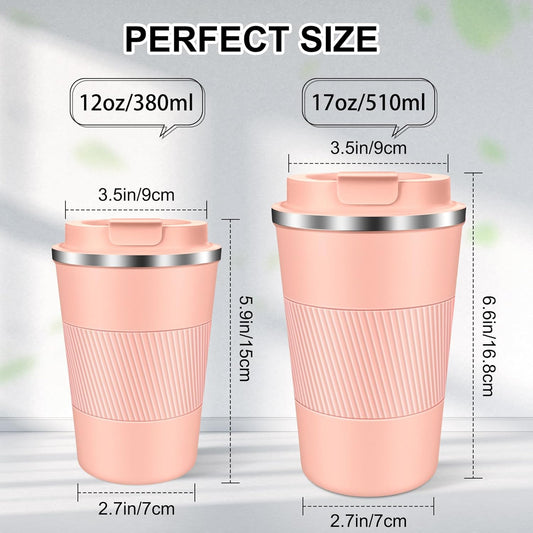 Coffee Travel Mug 12oz Insulated Coffee Mug with Lid Portable Spill-Proof Coffee Travel Mug No Handle Reusable Stainless Steel Mug Keeps Cold and Hot Suitable for Car, Daily, Travel and Gifts