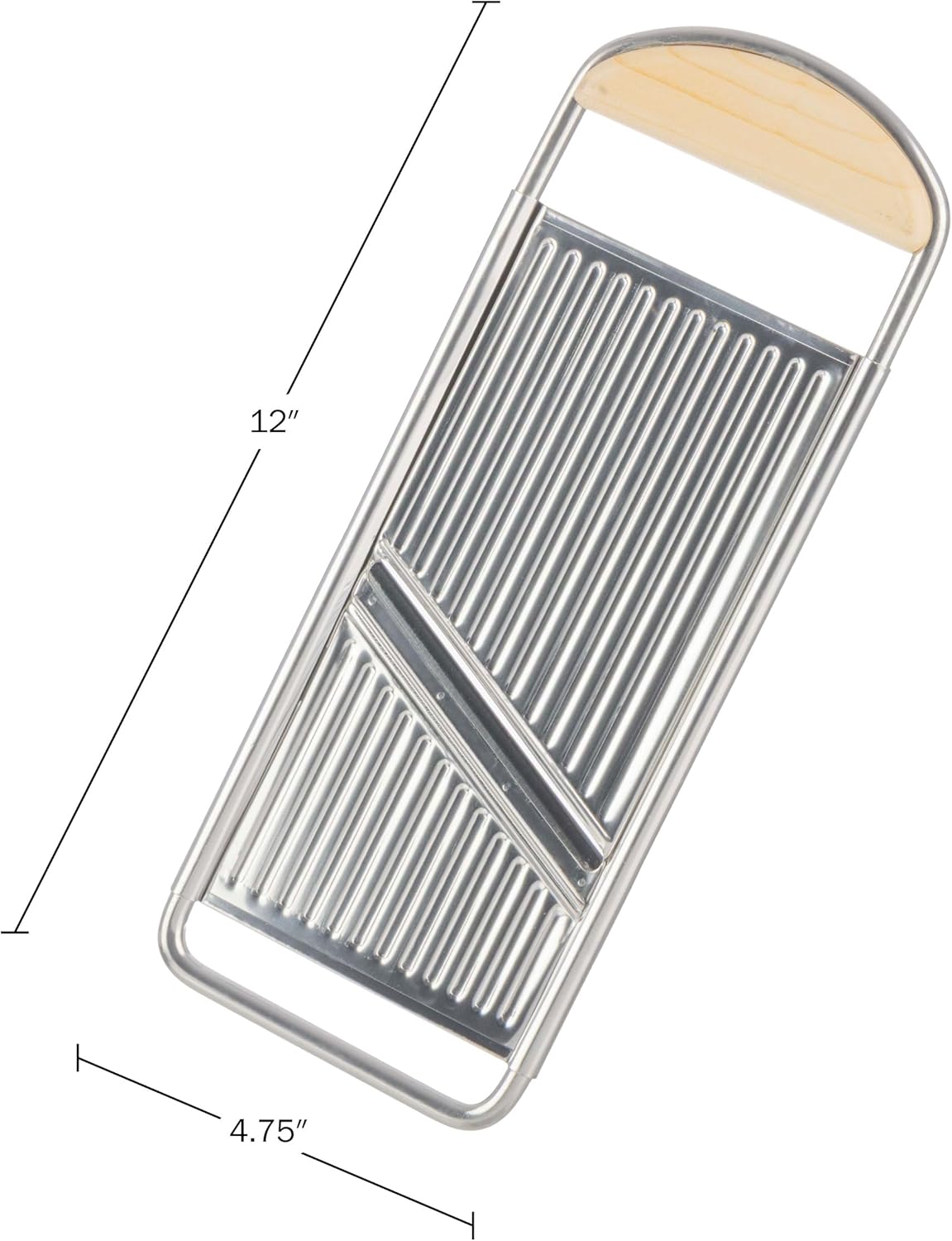 Handheld Mandoline Slicer for Kitchen - Stainless Steel Flat Mandolin with Cherrywood Handle - Julienne Cutter for Vegetable and Fruits - Italian Made Kitchen Gadgets by Kings County Tools