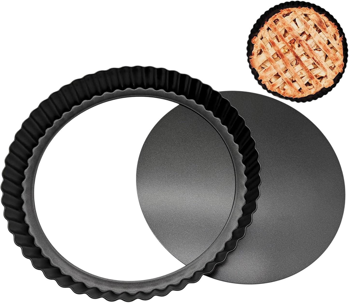 8inch Tart Pan Non-Stick Carbon Steel Quiche Pan Removable Bottom Pie Pans for baking Quiche Baking Dish