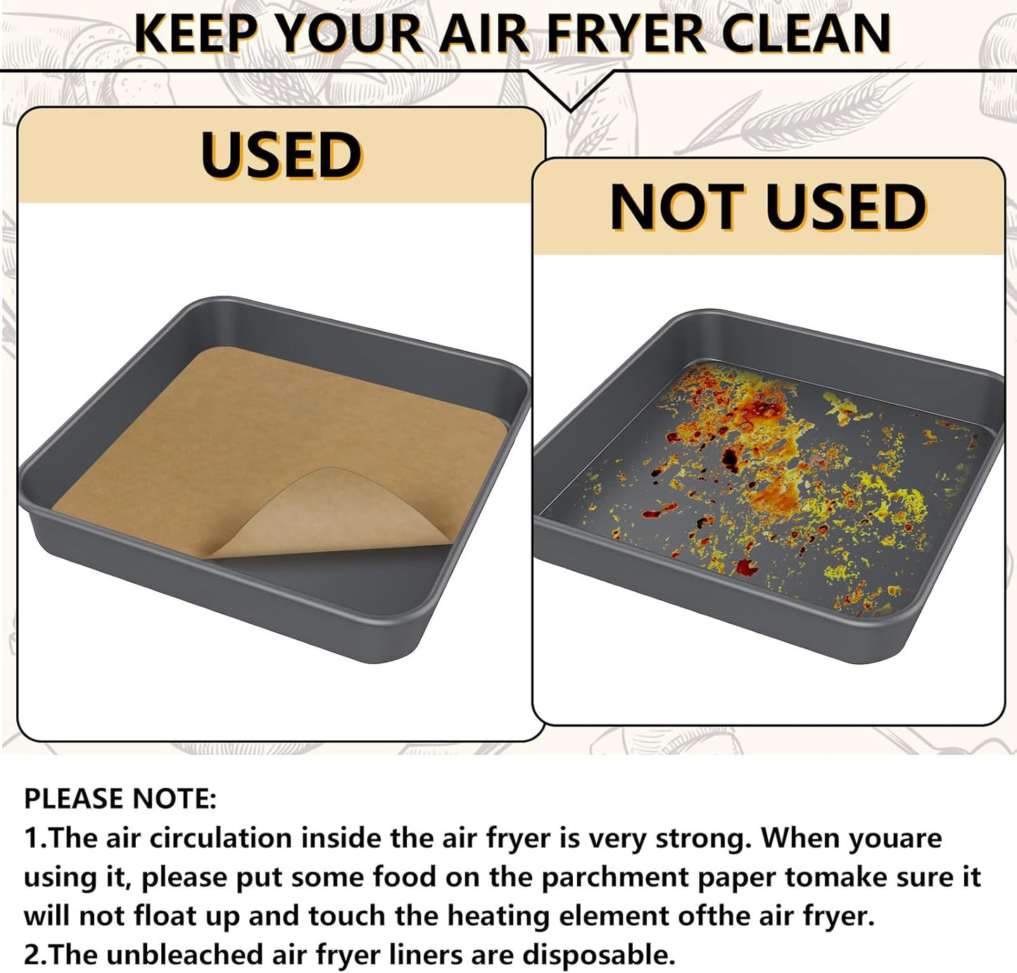 120 Sheets 12 inch Air Fryer Parchment Paper Squares,Non Stick Baking Disposable Paper Liner Compatible with Ninja Foodi SP101 SP201 SP301 SP351,Pre Cut Unbleached Parchment Paper for Toaster Ovens