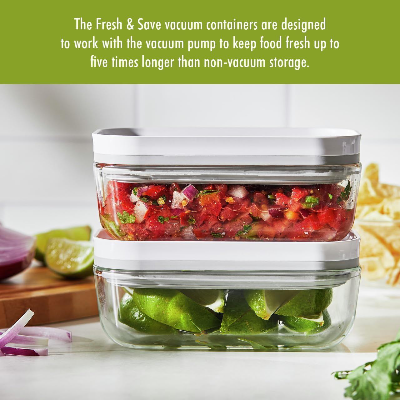 ZWILLING Fresh & Save 2-Piece Small Glass Vacuum Sealer Food Storage Containers with Airtight Lids