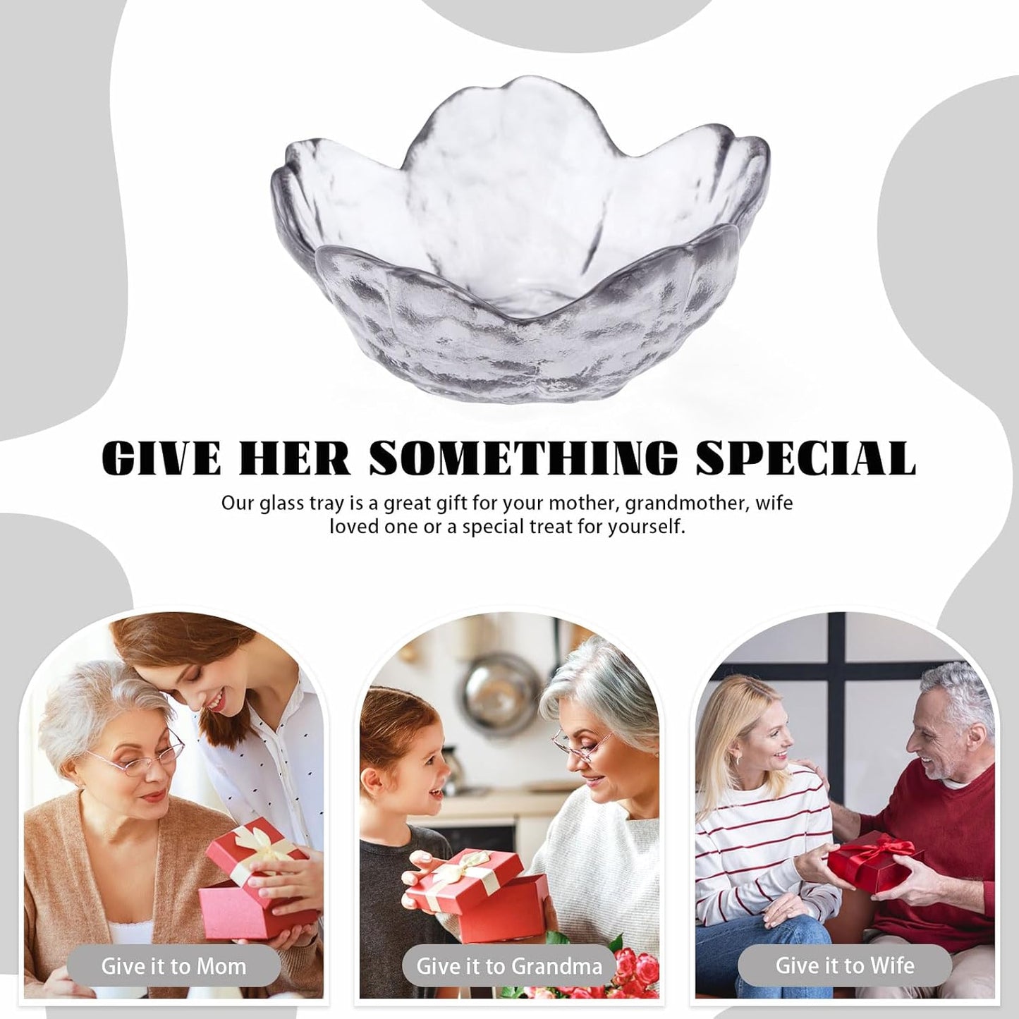 4 Pack Ring Dish Jewelry Tray, Small Glass Trinket Dish, Decorative Aesthetic Ring Holder Plate Bowl for Women Earring Bracelet for Vanity Nightstand (Crystal Grey)