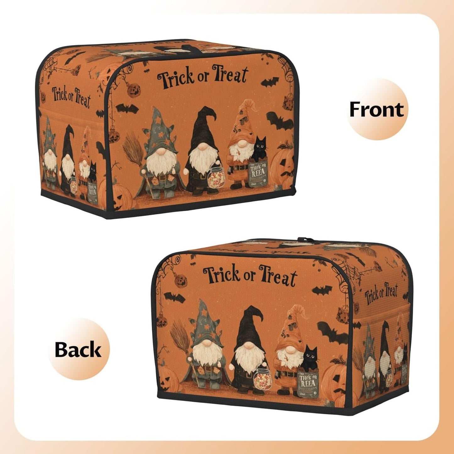 Toaster Cover 2 Slice Gnomes Halloween Pumpkin Kitchen Small Appliance Covers with Pockets Dust and Fingerprint Protection