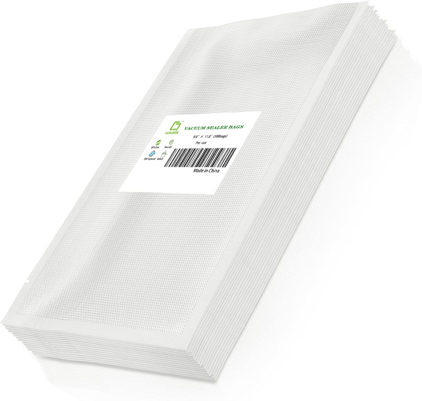 CANLENPK 9.8x11.8 Inch Vacuum Food Seal Bags,Large Food Vacuum Storage Sealer Bag,Seal Meal Snack Fruit Nut Tea Cookie Bean,Boil Steam Heat Freezer Sous Vide Grocery Sealable Vacum Bag (100PCS)