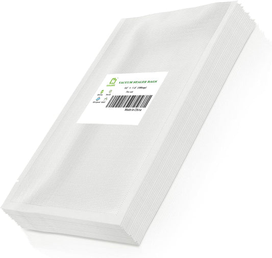 CANLENPK 9.8x11.8 Inch Vacuum Food Seal Bags,Large Food Vacuum Storage Sealer Bag,Seal Meal Snack Fruit Nut Tea Cookie Bean,Boil Steam Heat Freezer Sous Vide Grocery Sealable Vacum Bag (100PCS)