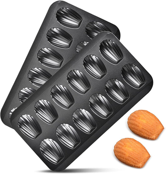 2pc Nonstick Madeleine Pan for Baking, 12-Cavity Shell Shape Cake and Cookie Mold Tray, Carbon Steel Cookie Molds, Send Goods from Local Warehouse