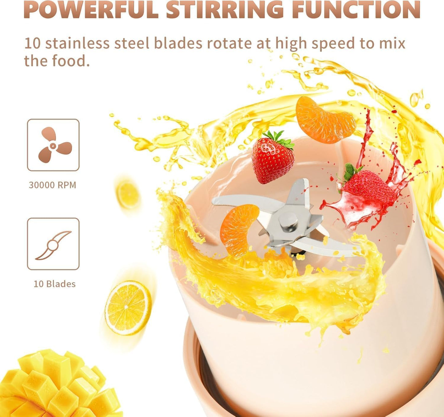 Portable Blender,FOUSIUTIM Personal Blenders for Shakes and Smoothies with34oz Cup, Lid and Shoulder Strap, Type-C USB Rechargeable, Personal Size Blenders BPA-free for Home，Gym/Travel