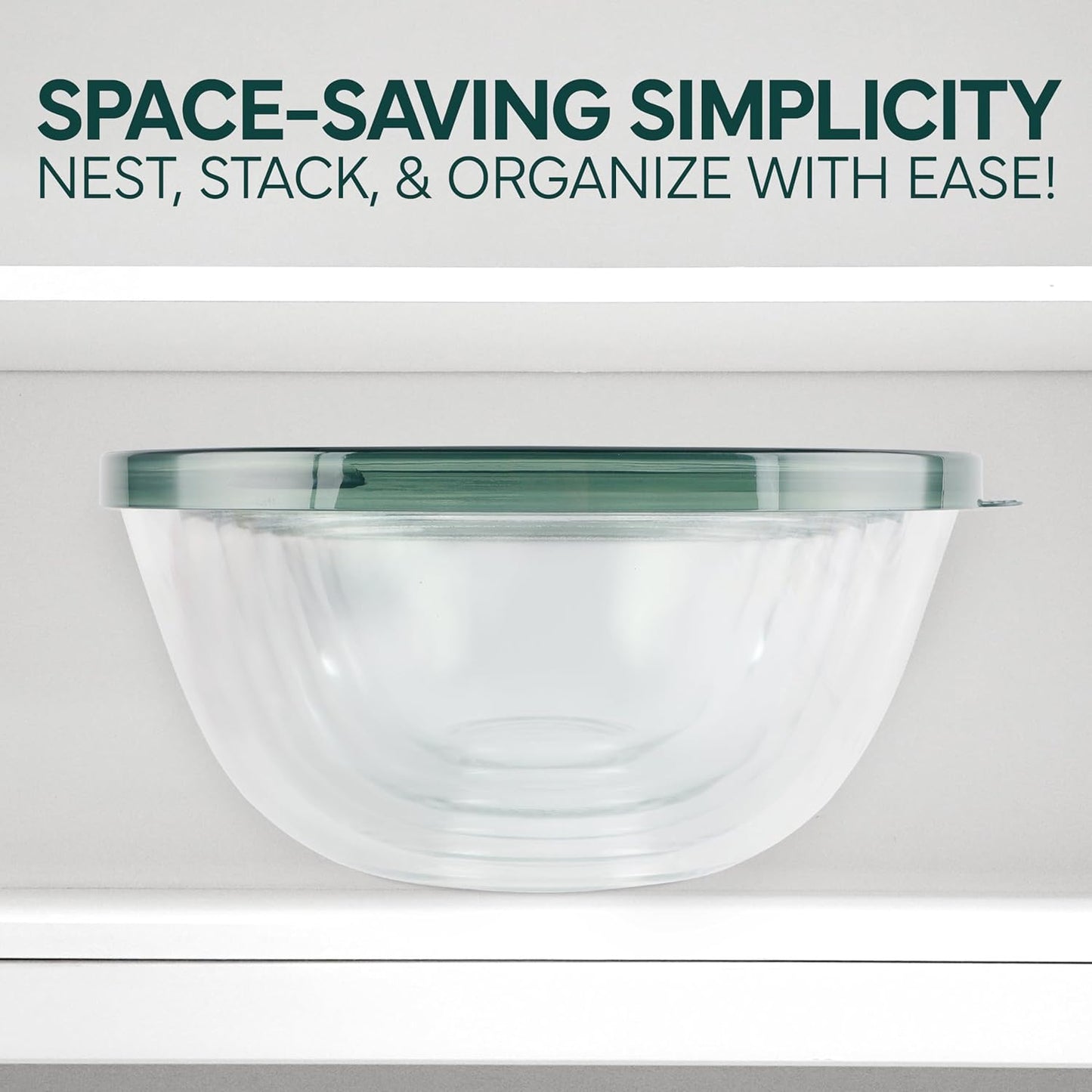 COOK WITH COLOR 12 Pc Glass Mixing Bowl Set with Lids – Borosilicate Glass Nesting Bowls for Cooking, Baking and Meal Prep, Sage