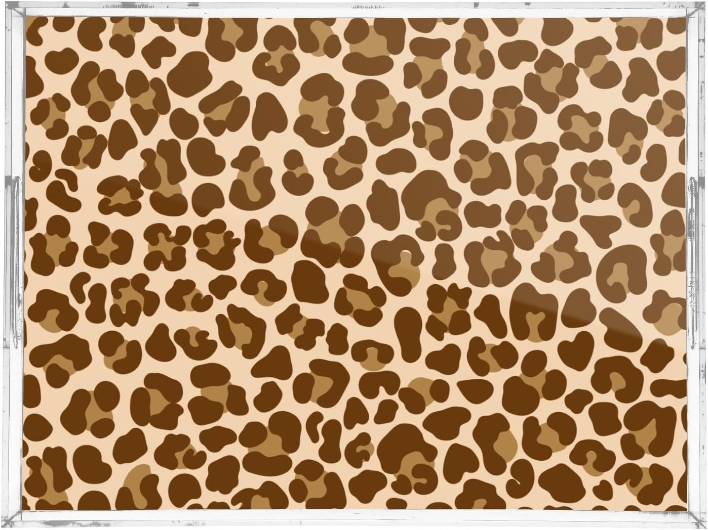 Acrylic Serving Tray with Handles Spill Proof Kitchen Storage Tray Clear Decorative Tray Makeup Drawer Organizer Storage Tray for Bathroom Living Room Ottoman 15.7x11.8Inches