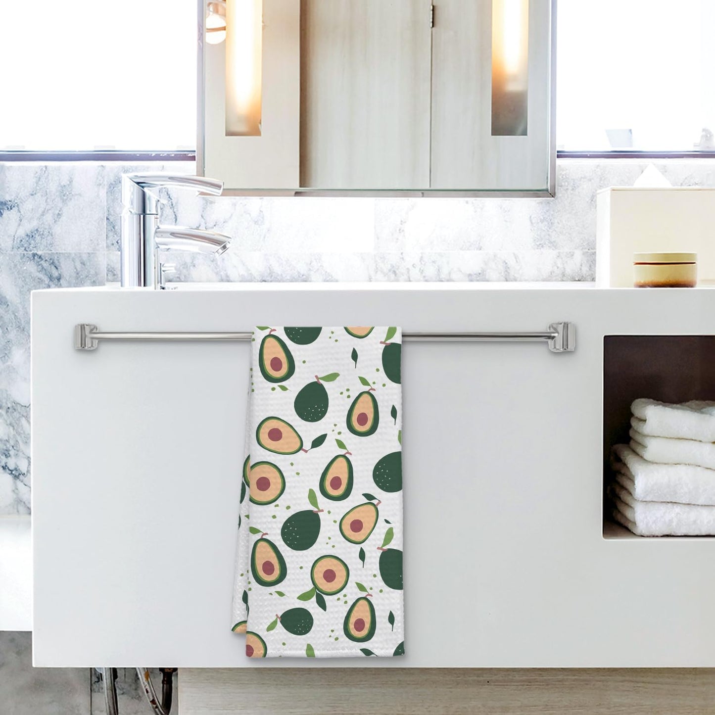 Avocado Decor Kitchen Towel, Avocado Hand Towel Dish Towel for Kitchen Bathroom Decor, Fruit Lover Gifts, 16x24 Inches