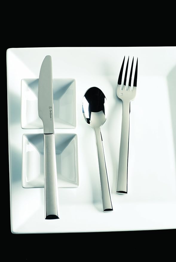 Fortessa Still 18/10 Stainless Steel Flatware, 5 Piece Place Setting, Service for 1,Silver