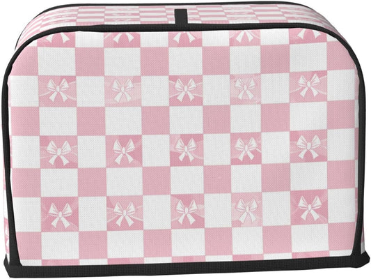 Toaster Cover 2 Slice Pink Check Bow Pattern Kitchen Small Appliance Covers with Pockets Dust and Fingerprint Protection